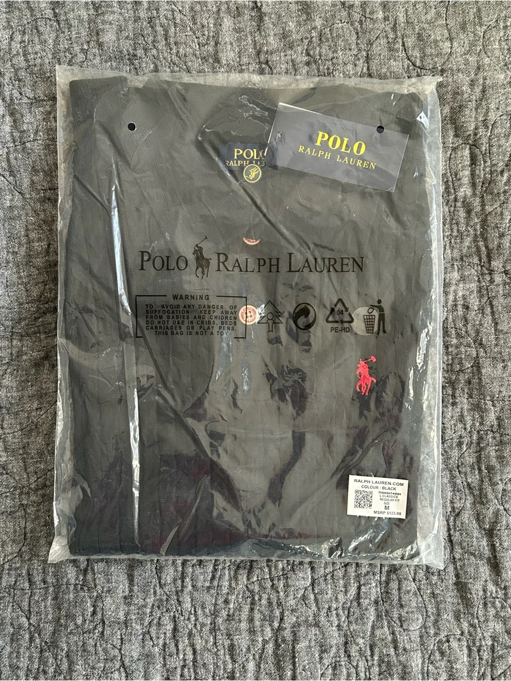 Ralph Lauren Black Cable Knit Polo with Red Pony